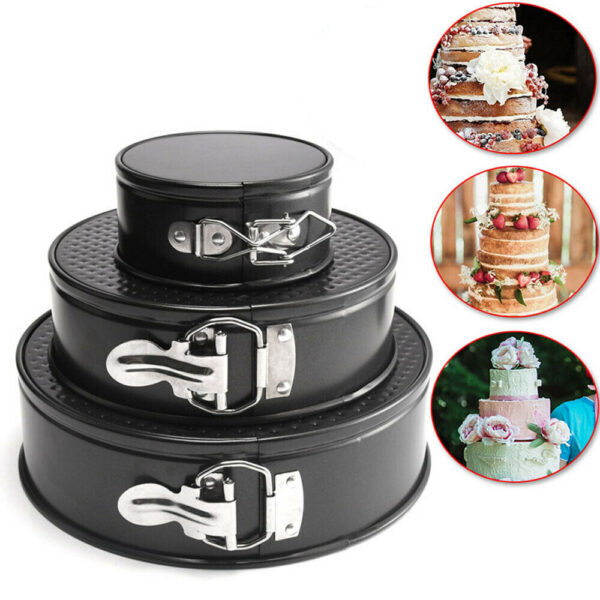 3PCS SET Non Stick Cake Tier Baking Pan Tray Spring Form - Image 3