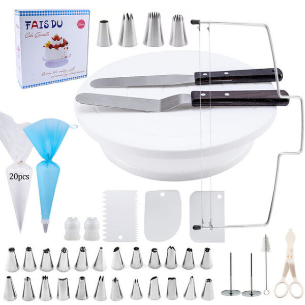 Cake Turntable Piping Nozzle Cleaning Brush Baking Tools 62-piece Set