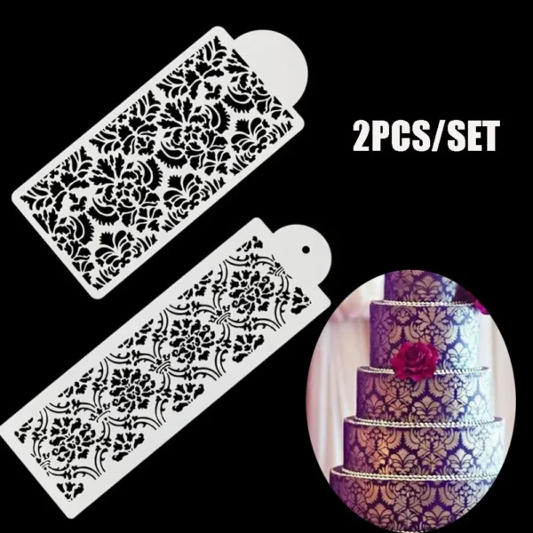 LaceArt™ Damask Cake Stencil Set – Elegant Cake Decorating