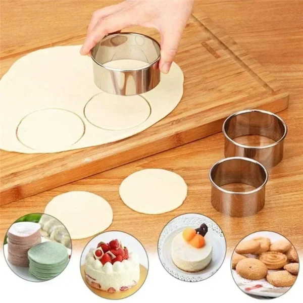 Stainless Steel 5 Piece Set Biscuit Mold Waffle Cutting Mold DIY Cookie Biscuit Cake Mousse Circle Mold Baking Tools - Image 3