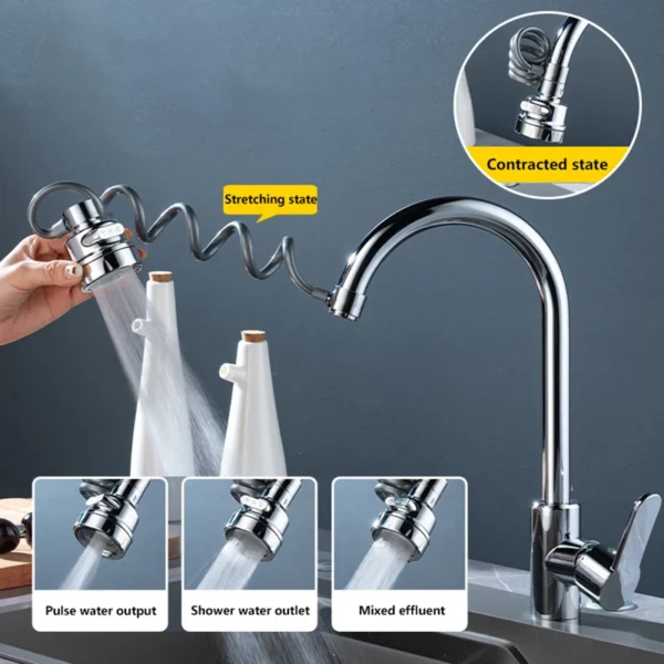 3 Modes Pull Out Faucet Extender Universal Aerator Sink Mixer Extension Tube Shower Water Saving Tap Kitchen Accessories - Image 4